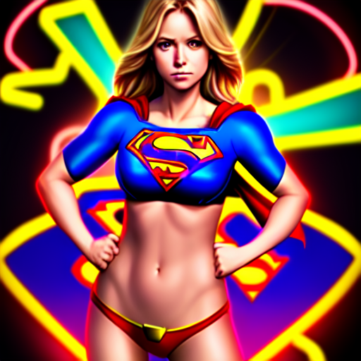 Supergirl, Neon Bikini, centered, 8k, HD with style of