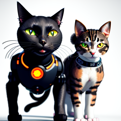 Cyborg cat and dog, centered, 8k, HD with style of