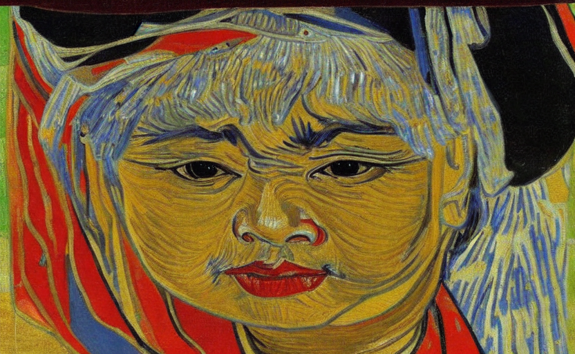Asian woman, woman, by Van Gogh