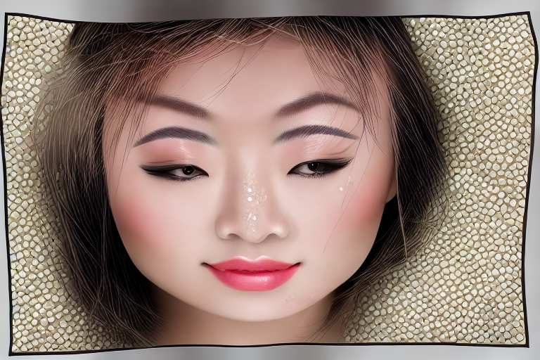 Asian woman, light freckles