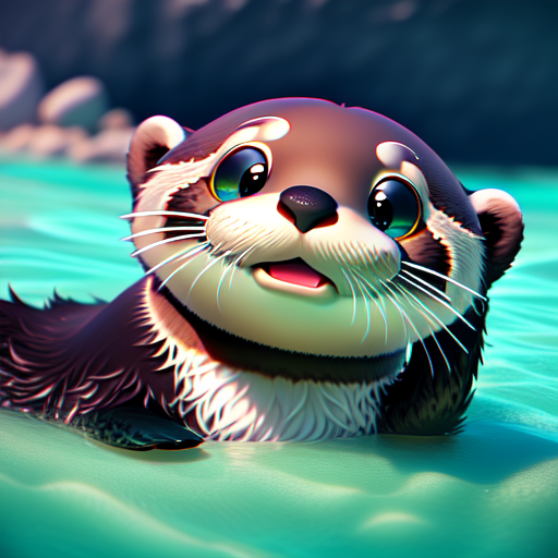 Cute sea otter, cute and adorable, long fuzzy fur, Pixar render, unreal engine cinematic smooth, intricate detail, cinematic, 8k, HD with style of