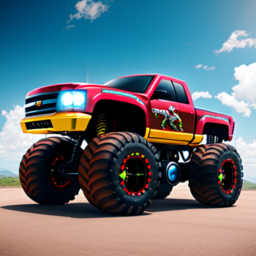 ironman cyber monster truck, centered, 8k, HD with style of