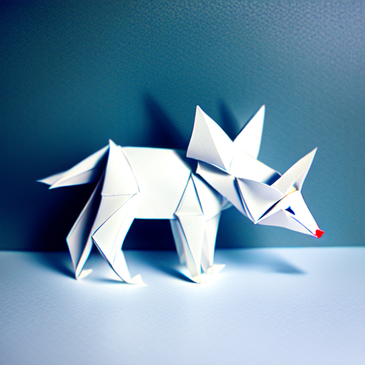 Paper fox origami, centered, (((Paper Art))), (((origami))), 8k, HD with style of