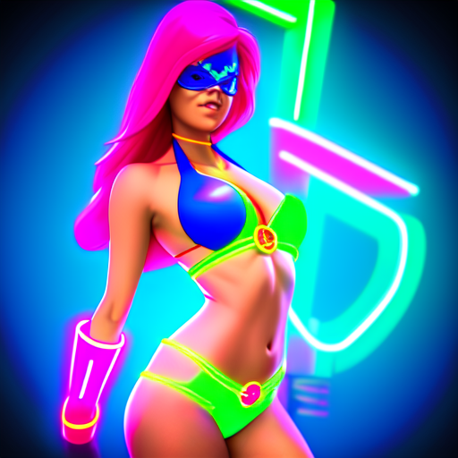 Super Heroine, Neon Bikini, centered, 8k, HD with style of