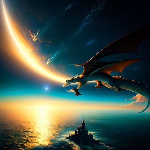 Dragon soaring over ocean, centered, Dragon, (works by Jan Urschel, Michal Karcz), dark sci-fi, trending on artstation with style of (John Berkey)