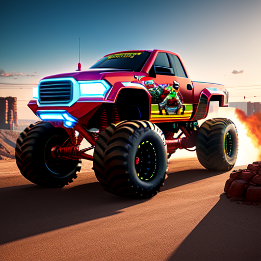 ironman cyber monster truck, centered, 8k, HD with style of