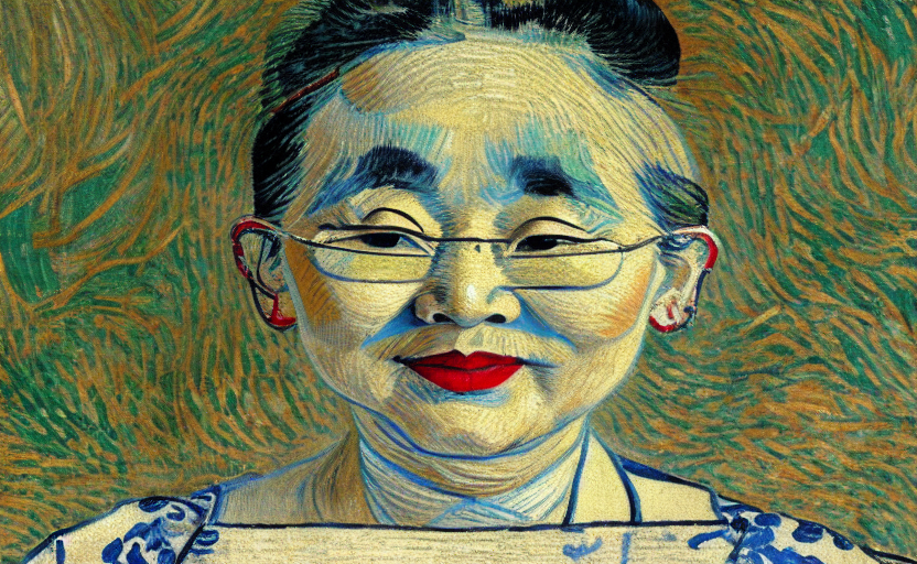 Asian woman, by Van Gogh