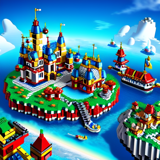 Lego fantasy world, centered, ((Lego)), 8k, HD with style of