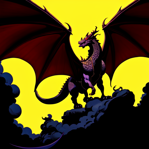 Mythical dragon, centered, Dragon, Pablo olivera, smooth lines, graphic novel, comic art, trending on artstation ((Mike Mignola)) with style of (Neal Adams)