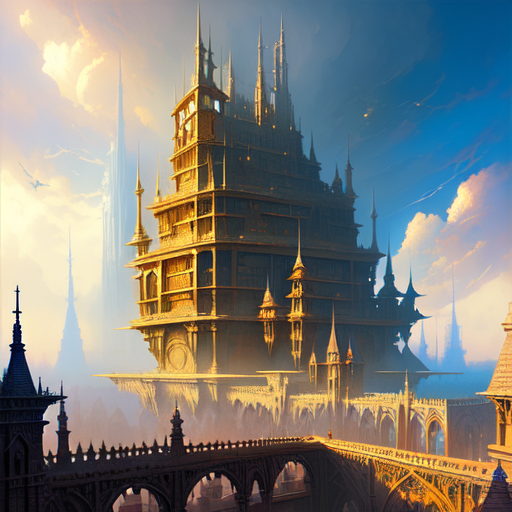 Gravity-defying architecture, centered, Architecture, fantasy, (Greg Rutkowski), (Marc Simonetti), (Frank Frazetta), (Artgerm) with style of (Marc Simonetti)