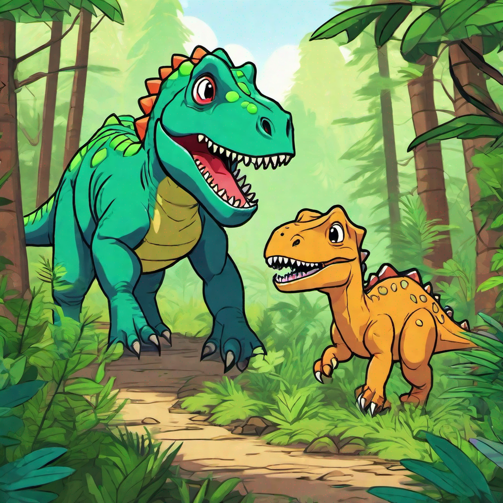 Title: "Romping Through the Enchanted Forest: Dino, Polly, and Steggy's Dino-mite Adventure!"