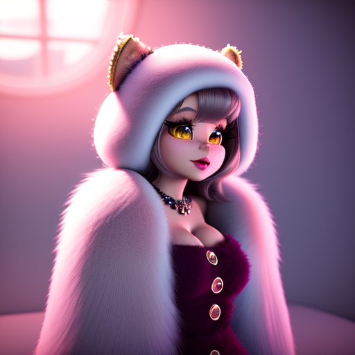 TVwoman, cute and adorable, long fuzzy fur, Pixar render, unreal engine cinematic smooth, intricate detail, cinematic, 8k, HD with style of