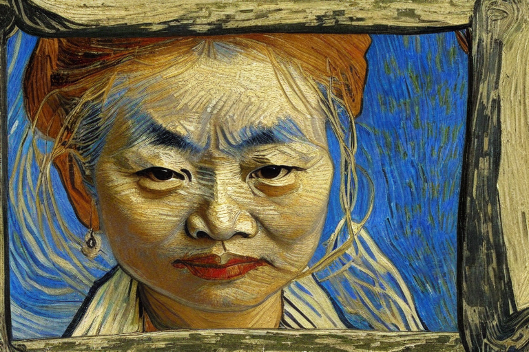 Asian woman, by van Gogh