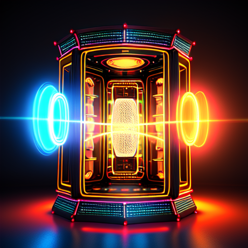 time machine booth quantum mechanics, centered, 3d, octane render, high quality, 4k with style of