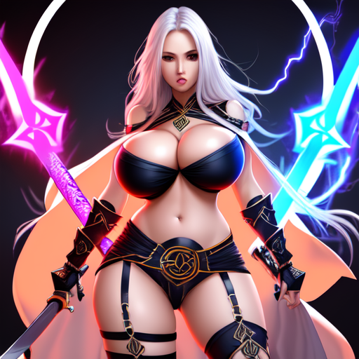 Gorgeous Woman, Big Boobies, Hot Clothes, Thunder Sword, centered, 8k, HD with style of